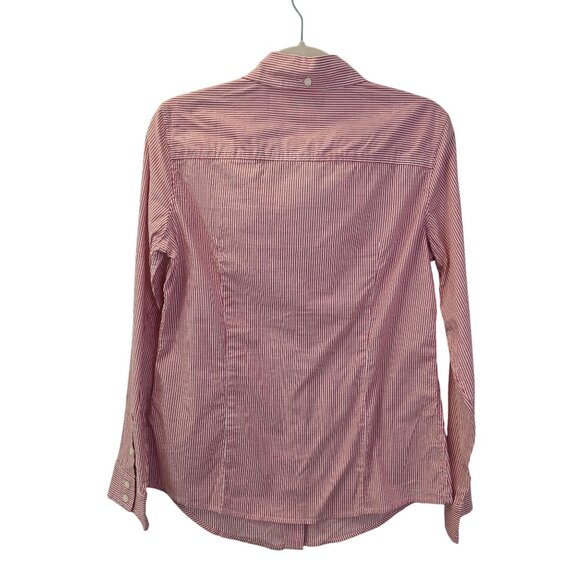 Banana Republic Factory Striped V-Neck Button Down Shirt Size Medium - Picture 2 of 6